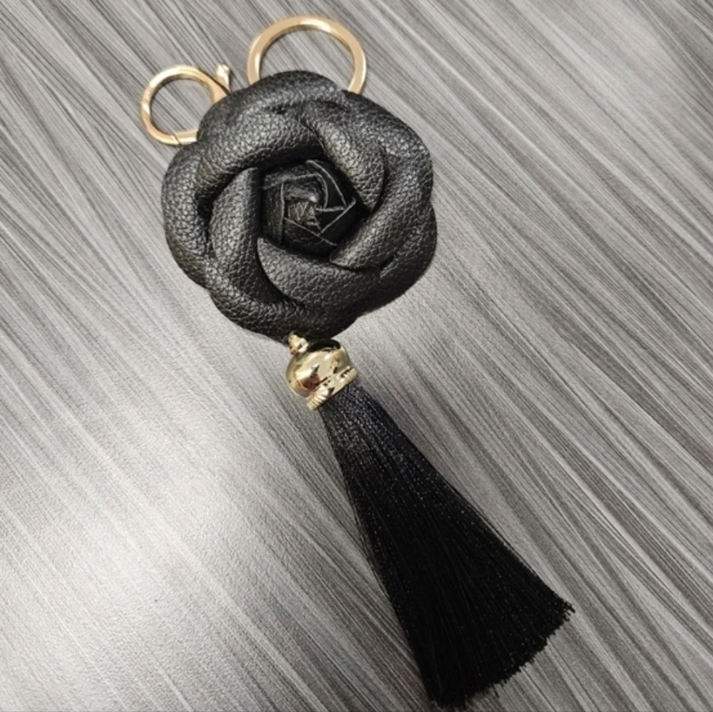NEW Black Floral Tassel Keychain/Bag Charm